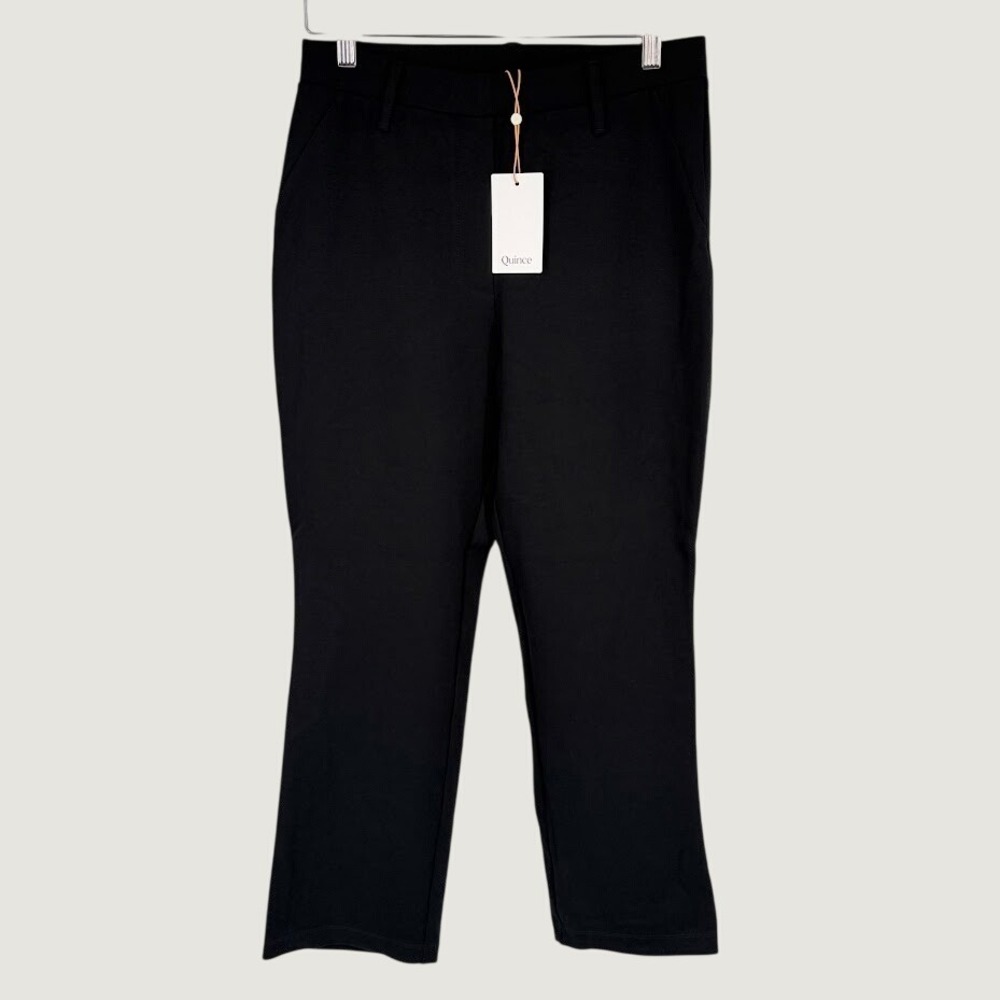 NEW Quince Ultra-Stretch Ponte Straight Leg Pants Size M Black Workwear Comfort